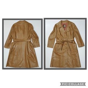 Vtg Dan di Modes Leather Trenchcoat Womens